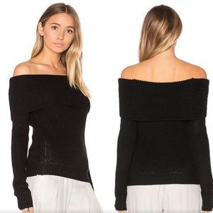 Lovers + Friends Luna Ribbed Knit Black Off the Shoulder Sweater | SZ S